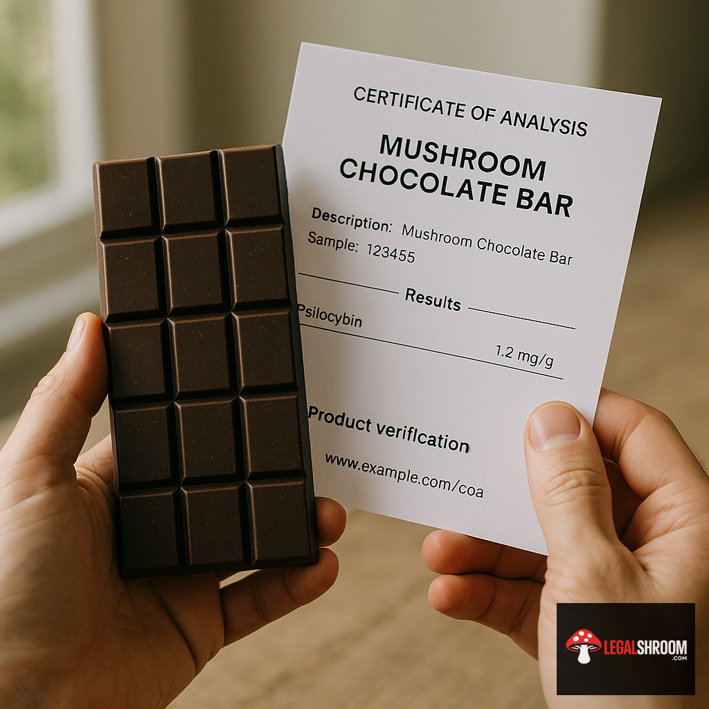Person holding chocolate with COA certificate