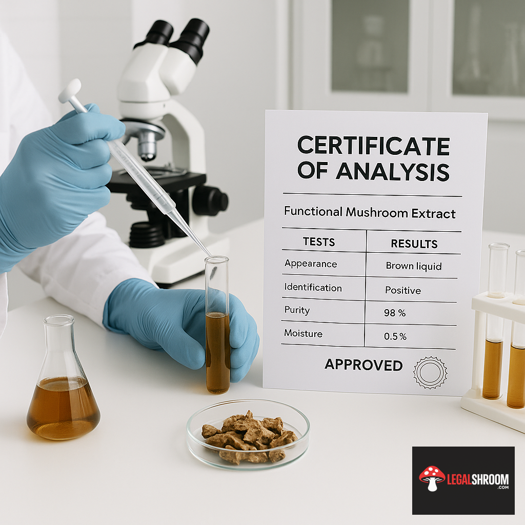 Lab testing functional mushroom extracts for quality and purity