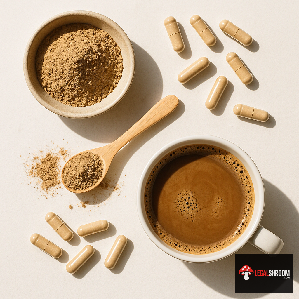 Functional mushroom supplements and powder for wellness routine