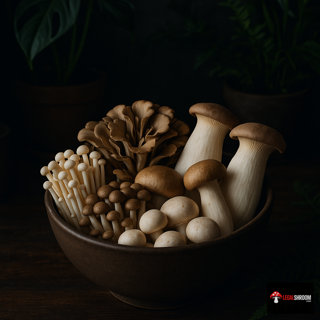 Bowl of mushroom gummies